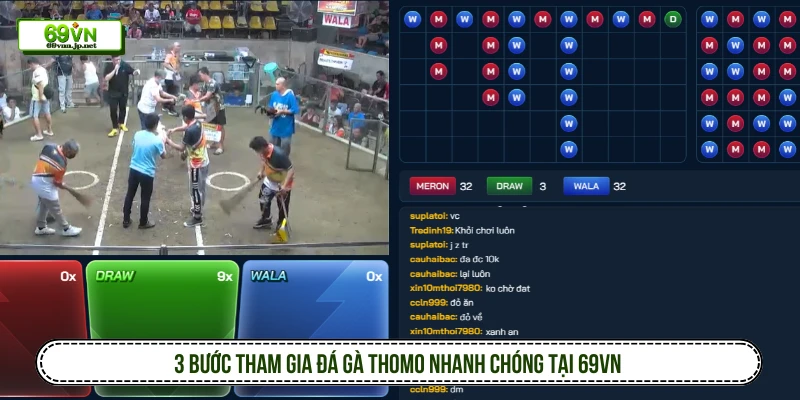 3 bước tham gia đá gà Thomo nhanh chóng tại 69VN
