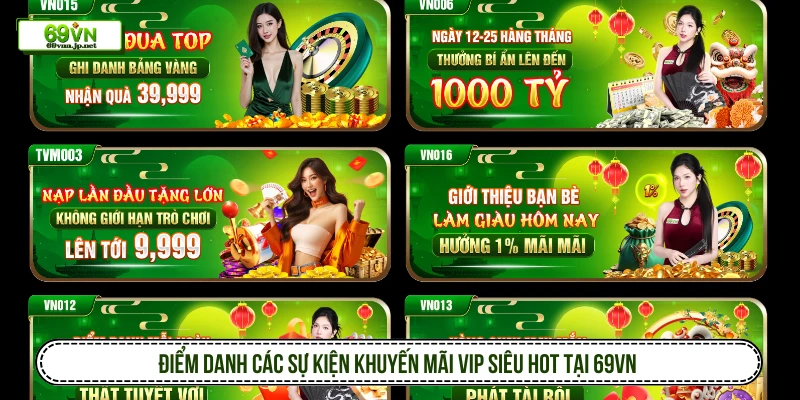 Khuyến Mãi Vip 69VN Tổng Hợp Chương Trình Đẳng Cấp Điểm danh các sự kiện khuyến mãi VIP siêu hot tại 69VN