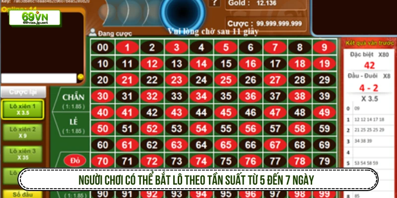 Người chơi có thể bắt lô theo tần suất từ 5 đến 7 ngày